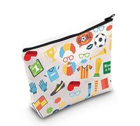 LEVLO Bolsa de maquillaje para fiesta de fútbol, regalo para equipo de fútbol que tiene una bolsa con cremallera para entrenador de fútbol, Tener una pelota, Bolsa de cosméticos