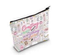 LEVLO Bolsa de maquillaje para manualidades, bolsa de maquillaje, artesanía, regalo para artistas, manualidades, hace que todo sea mejor, bolsa con cremallera, mercancía de costurera, Fabricación