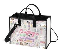 LEVLO Bolsa de maquillaje para manualidades, regalo para artistas, manualidades, hace que todo sea mejor, bolsa con cremallera para mercancía de costurera, Crafting Makes LT, Bolsa de cosméticos