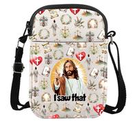 LEVLO Bolso cruzado de Jesús, regalo religioso, con texto en inglés "I Saw That Jesus", bolsa de hombro cristiana religiosa con cruces cristianas, I Saw That Cbag, Bolso bandolera