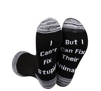 LEVLO Calcetines veterinarios Vet Tech Gift But I Can Fix Their Animals, 1 par de calcetines de medicina veterinaria, regalo de graduación, Puedo arreglar a sus animales-BK, Small/Medium