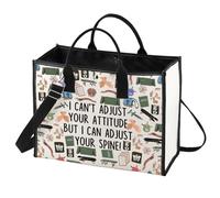 LEVLO Chiropractor - Bolsa de cosméticos para terapeuta de masaje, regalo con texto en inglés "I Can't Adjust Your Attitude But I Can Adjust Your Spine", bolsa con cremallera, regalo de graduación, I