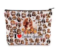 LEVLO Cocker Spaniel - Neceser de maquillaje para el dueño de Cocker Spaniel, regalo con texto en inglés "I love Cocker Spaniel", I love Cocker Spaniel, Bolsa de mano