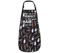 LEVLO Delantal de peluquería para peluquería, peluquería, regalo de peluquería, delantales de salón para cosmetología, la vida no es perfecta, pero tu cabello puede ser, El pelo puede ser delantal