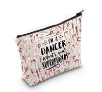 LEVLO Divertida bolsa de cosméticos para bailarina, recitales de baile, regalos I'm a Dancer What's Your Super Power, bolsa de maquillaje con cremallera para equipos de baile, profesor de baile, Bolsa