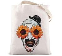LEVLO Divertida bolsa de lona de payaso - Regalos para fanáticos de la película, mercancía de arte de película de terror, Bolsa con diseño de girasol, Medium