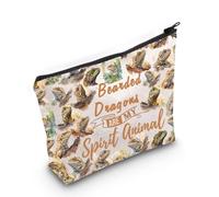 LEVLO Divertida bolsa de maquillaje con diseño de dragón barbudo inspirado en los amantes del dragón barbudo, regalo inspirado en los dragones barbudos son mi espíritu, bolsa de maquillaje con