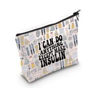 LEVLO Divertida bolsa de maquillaje para concienciación sobre la diabetes, regalo para diabéticos, con texto en inglés "I Can Do Anything Except Make Insulin Maquillaje, bolsa con cremallera para