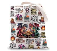 LEVLO Dungeons D20 - Bolsa de lona D&D Gamer Gifts Dragon Master Bolsa de hombro para jugadores, Dungeons D20 Tote, Medium