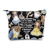 LEVLO Fairy Tales - Bolsa de cosméticos inspirada en la película You Are Braver Stronger Smarter Than You Think con cremallera, Bolsa negra de belleza, Bolso tote