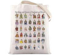 LEVLO Kings & Queens of England - Bolsa de lona para fanáticos de la reina Isabel II, regalo para fanáticos de Enrique VIII, merchandising de Monarca británica (Reyes y Reinas)