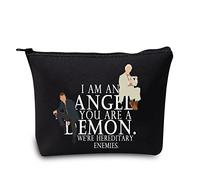 LEVLO Neceser con cremallera para fanáticos de los demonios y ángeles, con texto en inglés "I am an Angel You Are a Emon We're Hereditary Enemies", bolsa con cremallera (I am an Angel Black), I am an
