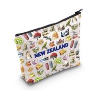 LEVLO New Zealand Cuisine Kiwi Fruit View - Bolsa de maquillaje con diseño de Nueva Zelanda, planificador de viaje, regalo de vacaciones, New Zealand, Diario