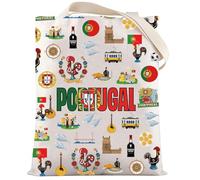 LEVLO Portugal Country Tote Bag Portugal Travel Gift The Portuguese República Portuguesa Bolsa de comestibles reutilizable Portugal Merchandise, Portugal Tote, Medium