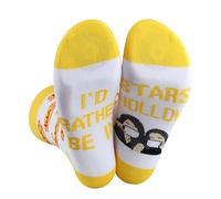 LEVLO Rory & Lorelai Socks Gilmore TV Show Gifts I'd Rather Be In Stars Hollow Luke's Diner Merchandise, Calcetines huecos Luke de estrellas, talla única