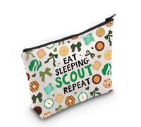 LEVLO Scout Leader - Bolsa de maquillaje con cremallera para regalo de mamá líder de tropas, Eat Sleep Scout Full, Large