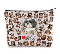 LEVLO Shih Tzu Bolsa de maquillaje Shih Tzu Lover Gift I love Shih Tzu bolsa de viaje Shih Tzu Dog Merchandise, I love Shih Tzu, Bolsa de mano