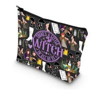 LEVLO Sisters Boticary - Bolsa de cosméticos para regalo de brujas con texto en inglés «There's A Little Witch In All Of Us», romero y lavanda, bolsa con cremallera para programas de televisión, Witch