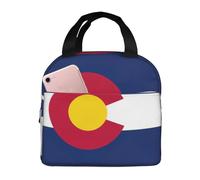 LEVNDIEJ Bolsa de almuerzo con estampado de bandera del estado de Colorado para mujeres y hombres, reutilizable, lonchera aislada para el trabajo, viajes al aire libre