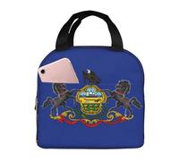 LEVNDIEJ Bolsa de almuerzo con estampado de bandera del estado de Pensilvania para mujeres y hombres, reutilizable, bolsa de almuerzo aislada para el trabajo, viajes al aire libre