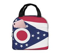 LEVNDIEJ Bolsa de almuerzo con estampado de la bandera del estado de Ohio para mujeres y hombres, reutilizable, bolsa de almuerzo aislada para el trabajo, viajes al aire libre