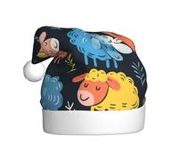 LEVNDIEJ Bonitos sombreros de Papá Noel con patrón de dibujos animados de ovejas coloridas, sombrero de Navidad, unisex, para fiesta festiva de Año Nuevo