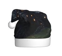 LEVNDIEJ Dark Fairy Tale Castle01 - Sombreros de Papá Noel para adultos, sombrero de Navidad, unisex, para fiesta festiva de Año Nuevo
