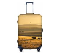 LEVNDIEJ Divertidas fundas elásticas para maletas con estampado de vaca de las tierras altas, perfectas para viajes de negocios, Blanco, M