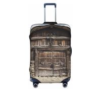 LEVNDIEJ Fundas de maleta con estampado de puerta de madera rústica para equipaje, funda elástica para equipaje, perfecta para viajes de negocios, Blanco, L