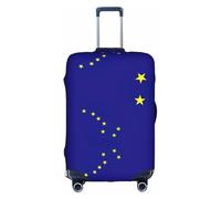 LEVNDIEJ Fundas elásticas para maleta con estampado de bandera del estado de Alaska, perfectas para viajes de negocios, Blanco, S