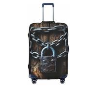 LEVNDIEJ Fundas elásticas para maleta, con estampado de puerta de madera antigua, rústicas, perfectas para viajes de negocios, Blanco, S