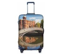 LEVNDIEJ Fundas elásticas para maleta, diseño de puente Ha Penny de Dublín, Irlanda, para equipaje, ideal para viajes de negocios, Blanco, L