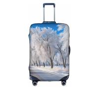 LEVNDIEJ Fundas elásticas para maletas con estampado de nieve que cae en el parque, perfectas para viajes de negocios, Blanco, L