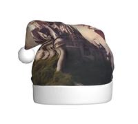 LEVNDIEJ Mysterious Fantasy Fairy Tale Castle04 - Sombreros de Papá Noel para adultos, sombrero de Navidad, sombrero de Navidad unisex para fiesta festiva de Año Nuevo
