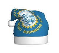 LEVNDIEJ Sombreros de Papá Noel con la bandera de Dakota del Sur, sombrero de Navidad, unisex, para fiesta festiva de Año Nuevo
