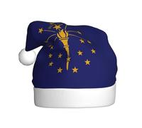 LEVNDIEJ Sombreros de Papá Noel con la bandera del estado de Indiana para adultos, sombrero de Navidad, sombrero de Navidad unisex para fiesta festiva de Año Nuevo