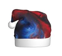 LEVNDIEJ Sombreros de Papá Noel de galaxia roja y azul para adultos, sombrero de Navidad, unisex, para fiesta festiva de Año Nuevo