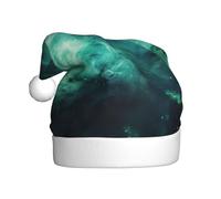 LEVNDIEJ Sombreros de Papá Noel verde galaxia para adultos, sombrero de Navidad, sombrero de Navidad unisex para fiesta festiva de Año Nuevo
