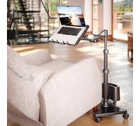 LEVO G2-801 Deluxe - Soporte rodante para portátil con Bandeja para Mouse, diseño Elegante de plomizo y Negro para una cómoda computación móvil, Ajuste de Altura, Giro de 360° y construcción