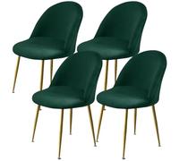 Levoberg - Funda de silla de comedor escandinava extensible de terciopelo, con respaldo redondeado elástico, funda de silla escandinava para casa, boda, hotel, 4 piezas, color verde oscuro