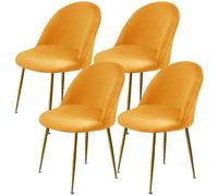 Levoberg - Funda de Silla de Comedor Escandinava Extensible de Terciopelo, Funda de Silla con Respaldo Redondo Elástico, Cubierta de Silla Escandinava para Casa, Boda, Hotel, 4 Piezas, Amarillo