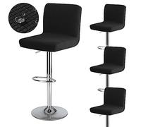 Levoberg - Funda de taburete de bar con respaldo impermeable para silla alta de bar extensible, funda de silla de comedor giratoria, lavable, 4 piezas, color negro