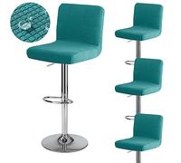 Levoberg - Funda de taburete de bar con respaldo impermeable para silla alta de bar extensible, funda de silla de comedor giratoria, lavable, 4 piezas, color azul de pavo real