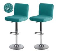 Levoberg - Funda de taburete de bar con respaldo impermeable para silla alta de bar extensible, funda de silla de comedor giratoria, lavable, 2 piezas, color azul de pavo real