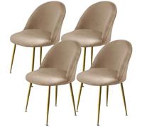 Levoberg - Funda elástica para silla de comedor escandinava de terciopelo, con respaldo redondeado, funda elástica para silla escandinava para casa, boda, hotel, 4 piezas, color camello