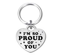 Levole Llavero de inspiración con texto en inglés "I Am So Proud of You", regalos motivacionales, llavero de salud mental, afirmación diaria, inspiración, citas inspiradoras, recordatorio, regalo para