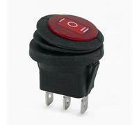 LEVSEB Interruptor basculante redondo SPDT ON/OFF/OFF impermeable - 6 A a 250 V/12 V - 24 V para coche, barco, moto, autocaravana, diámetro de 20 mm, rojo/negro, sin iluminación