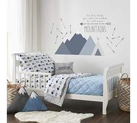 Levtex Baby Trail Mix Woodland - Juego de 5 piezas con diseño de animales, azul, gris, blanco, ropa de cama para niños, edredón reversible, sábana bajera, sábana encimera, funda de almohada estándar