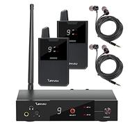 Levusu Pro UHF - Sistema de Monitor intraural inalámbrico Dual con Auriculares, 180 pies, Montaje en Rack, transmisor Profesional de Sistema estéreo IEM y cinturón para Estudio, ensayo de Banda,