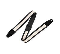 Levy's Leathers Cotton Combo Series MC2CG-BLK-CRM Correa para guitarra de algodón con tiras de piel, ancho 5 cm, negro/crema